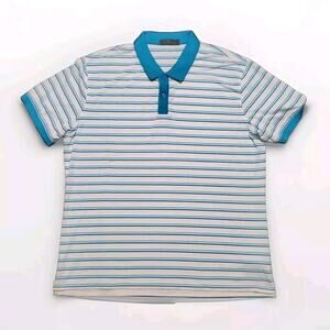 G/Fore Polo Shirt Men's Size XL Blue White Striped Performance Stretch Golf